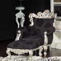 Baroque armchair and stool black fabric silver painted finish