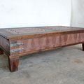 Leather inlay center table
