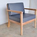 Wooden slats chair tapered legs with synthetic leather seat cushion backrest