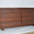 Reclaimed wood dresser 10 drawers full view.
