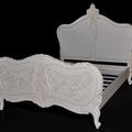 Rococo bed frame full view, wooden slats mattress support shown.