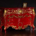 French Louis CV rococo dresser gold on red