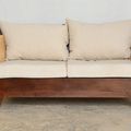 Front detail of St. Barclays teak rattan sofa