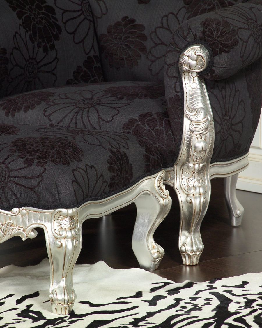 Baroque armchair and stool  legs detail