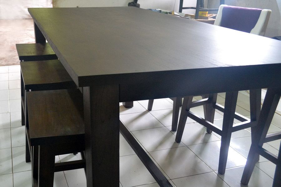 Communal dining stool seat detail