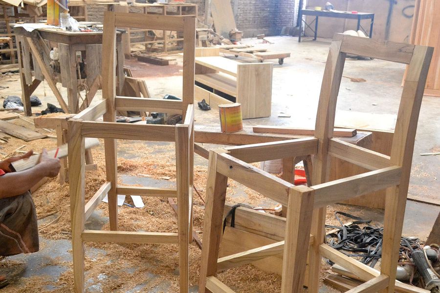 Communal barstool back side detail