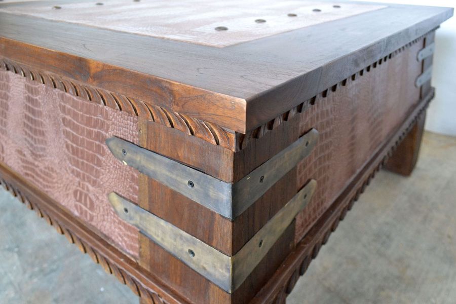 Leather inlay center table right view