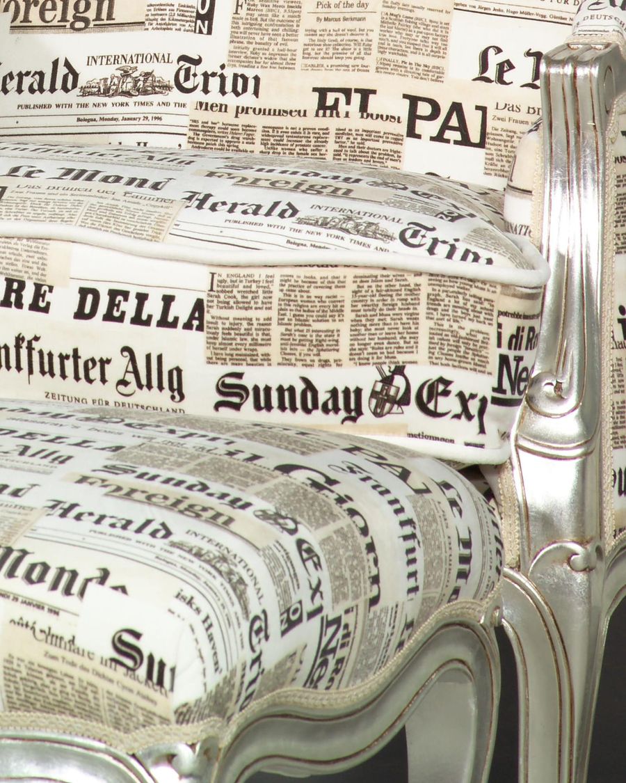 French Louis XV bergere wings back silver frame detail