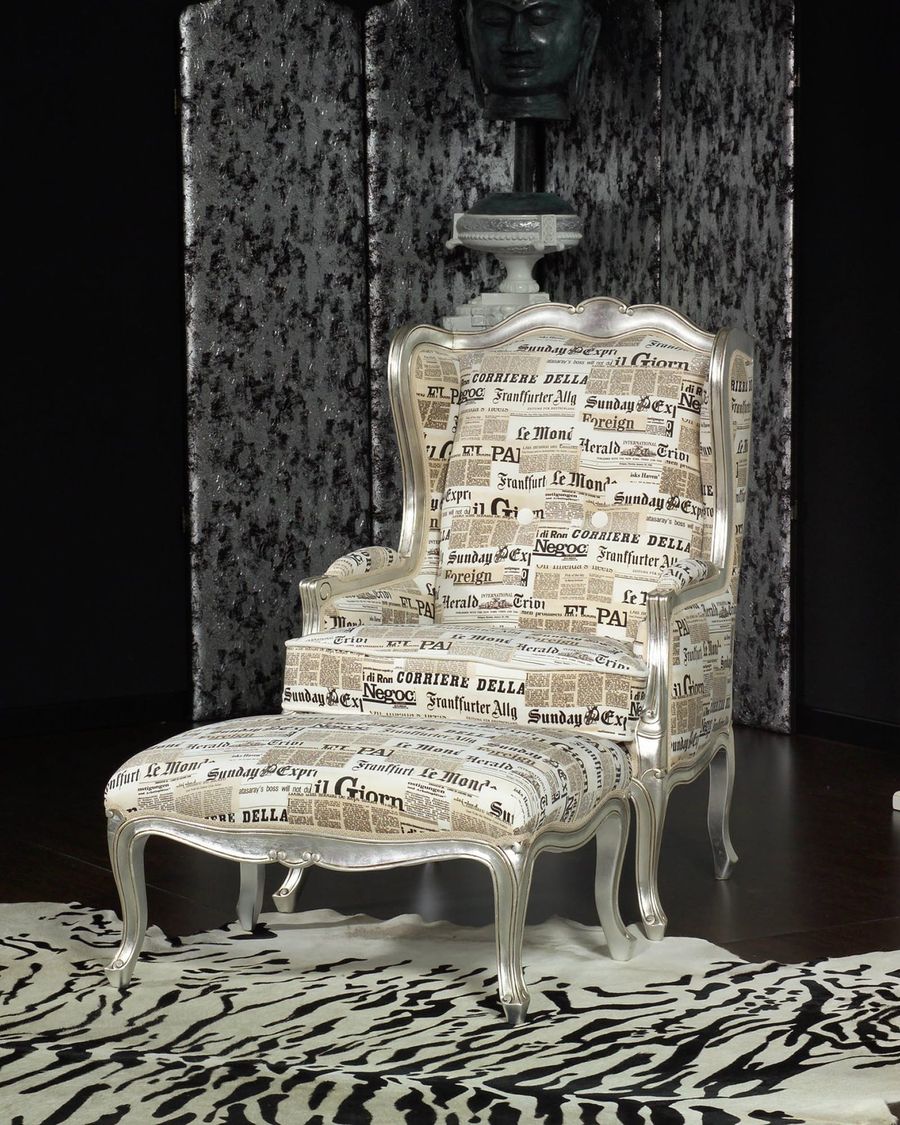 French Louis XV bergere wings back siver