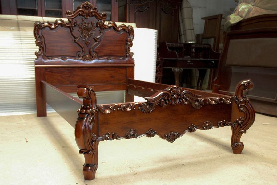 Mahogany wood bed frame full view