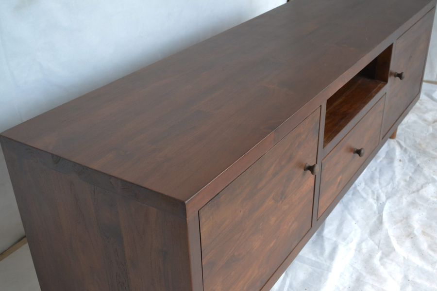 The door and handles detail of the tv cabinet