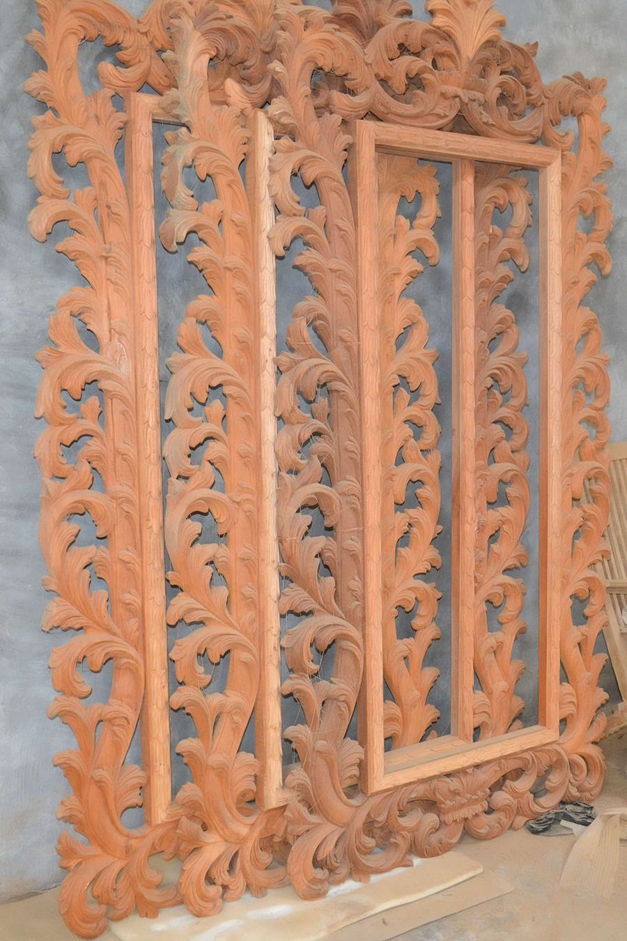 Acanthus mirrors solid mahogany wood unfinished