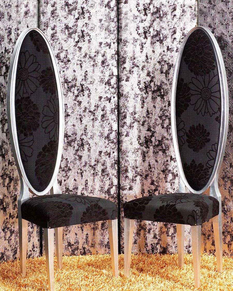 Oval backrest chair silver leaf gilt