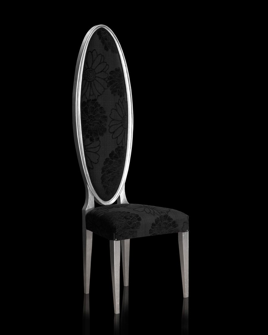Oval backrest chair black fabric