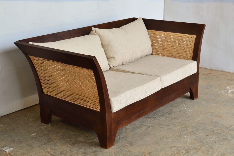 St. Barclays teak rattan sofa