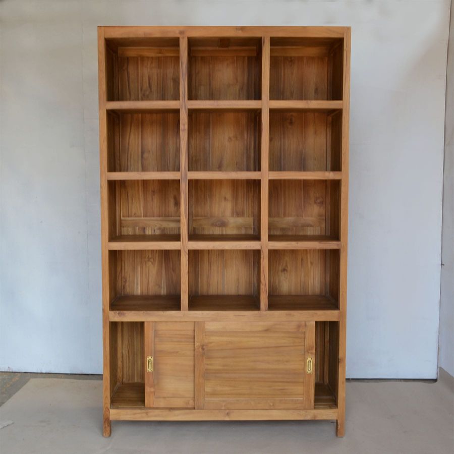 Teak bookshelf front view