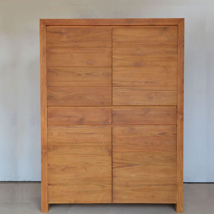 Teak solid wood cabinet 4 doors front view