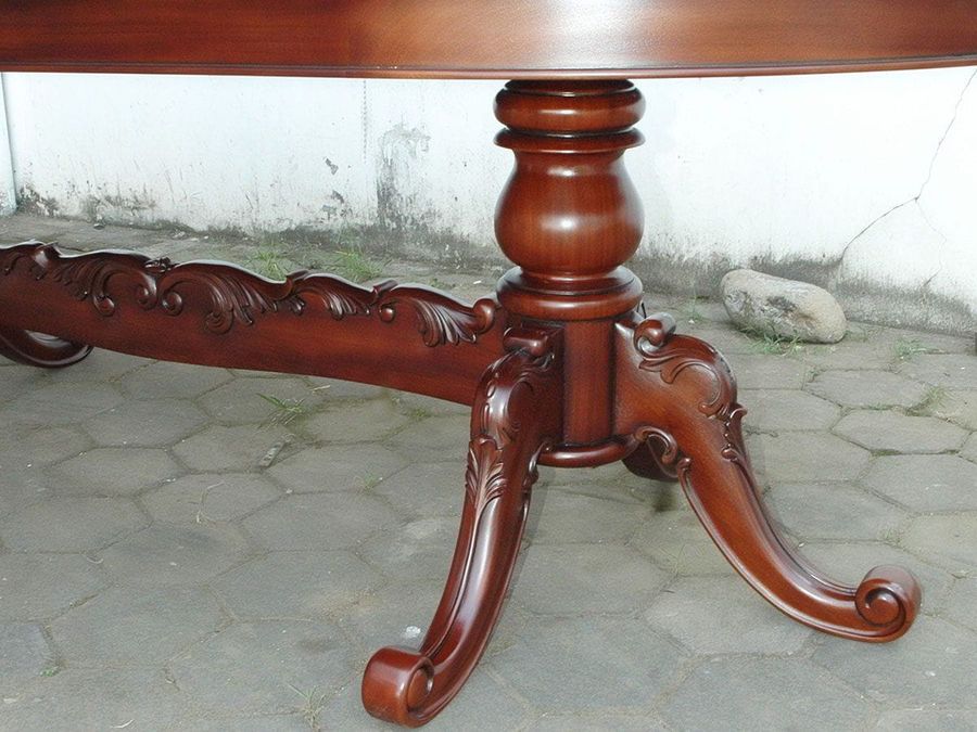 Twin pedestal table front-left view