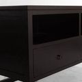 Tv stand 2 drawers mahogany wood open shelf detail