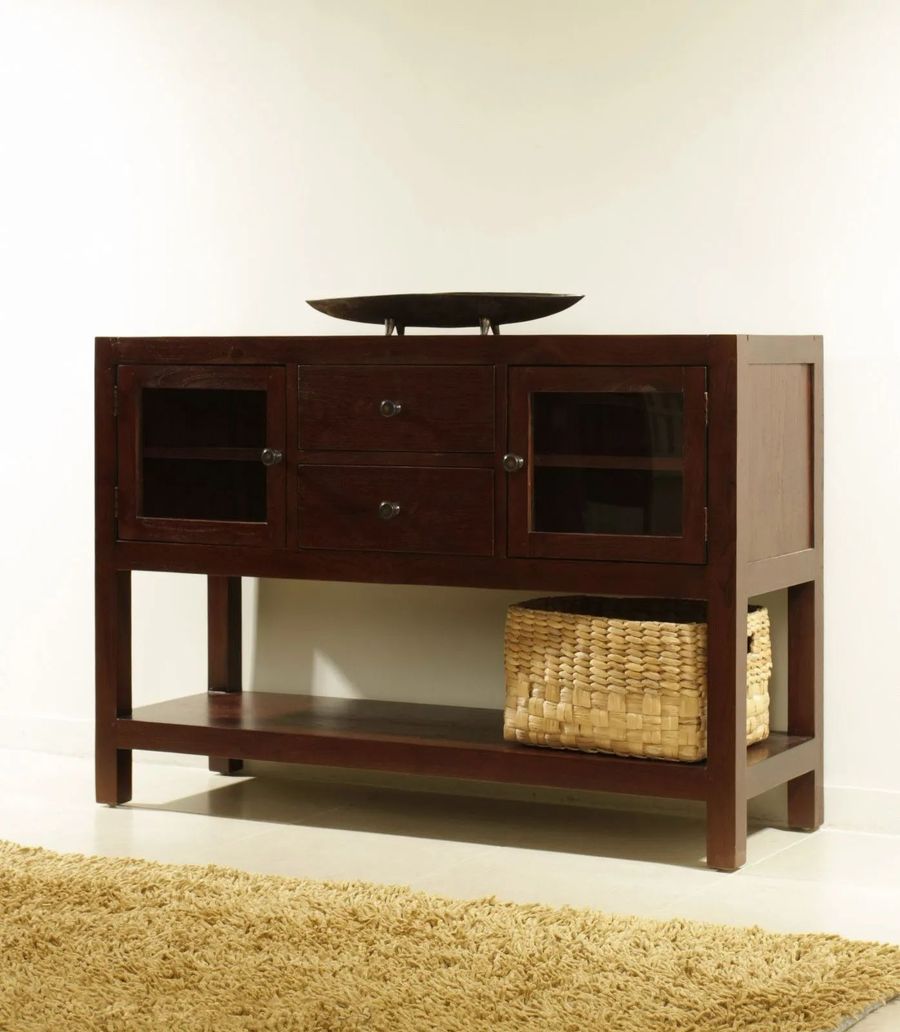 Mahogany simple sideboard dark brown finish