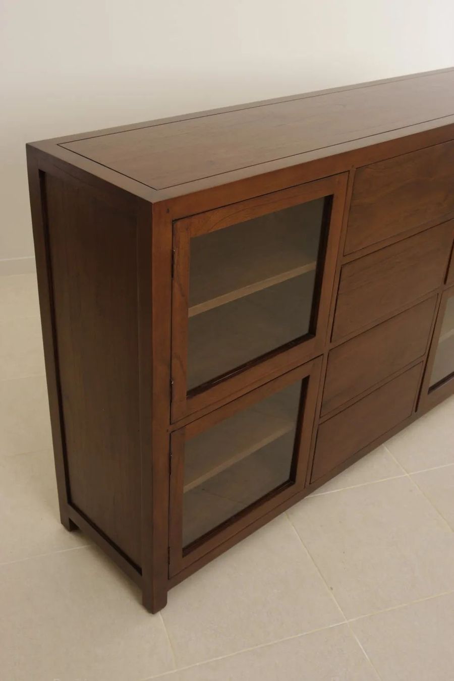 The glass doors detail of the Plain simple sideboard