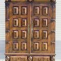 Front detail of the Dutch Flanders paneled armoire