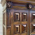 Raised panels detail on the front doors of Dutch Flanders paneled armoire 