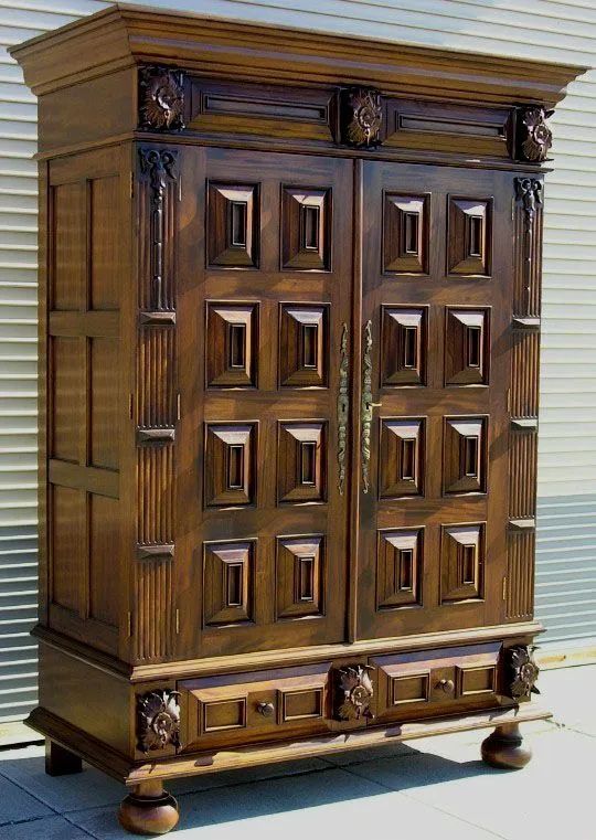 Dutch Flanders paneled armoire made of mahogany wood