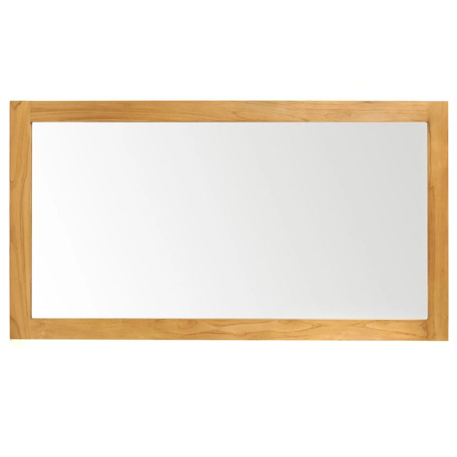 Teak wood frame bathroom mirror