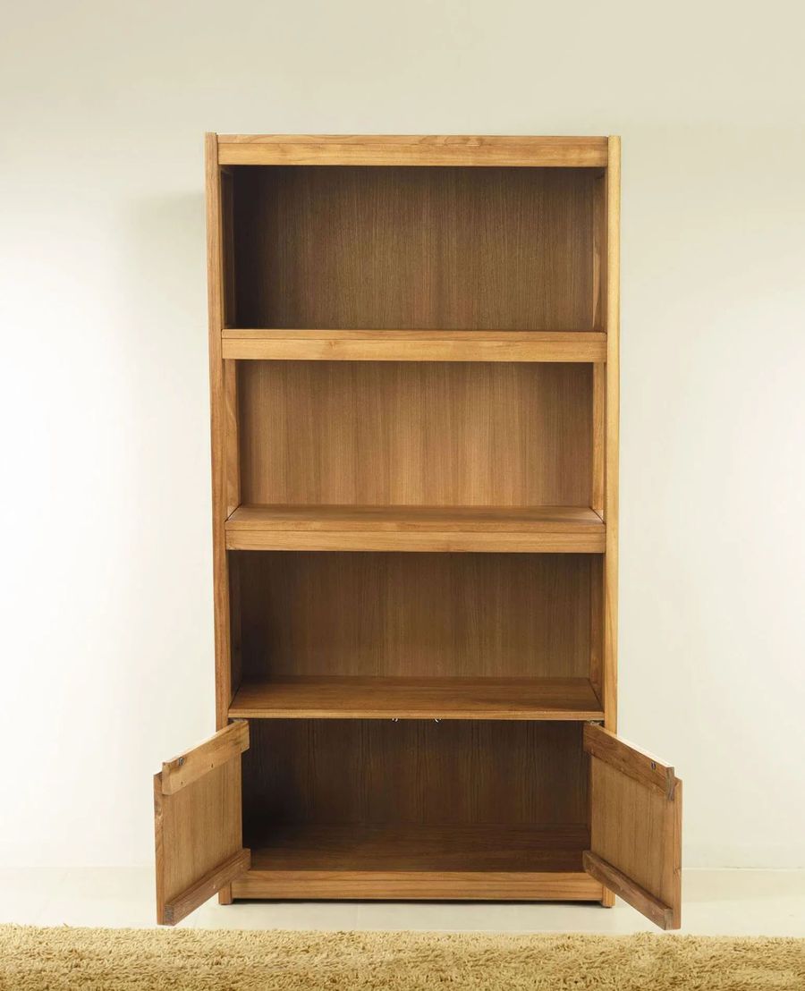 Compartment detail of Bali teak bathroom shelving unit