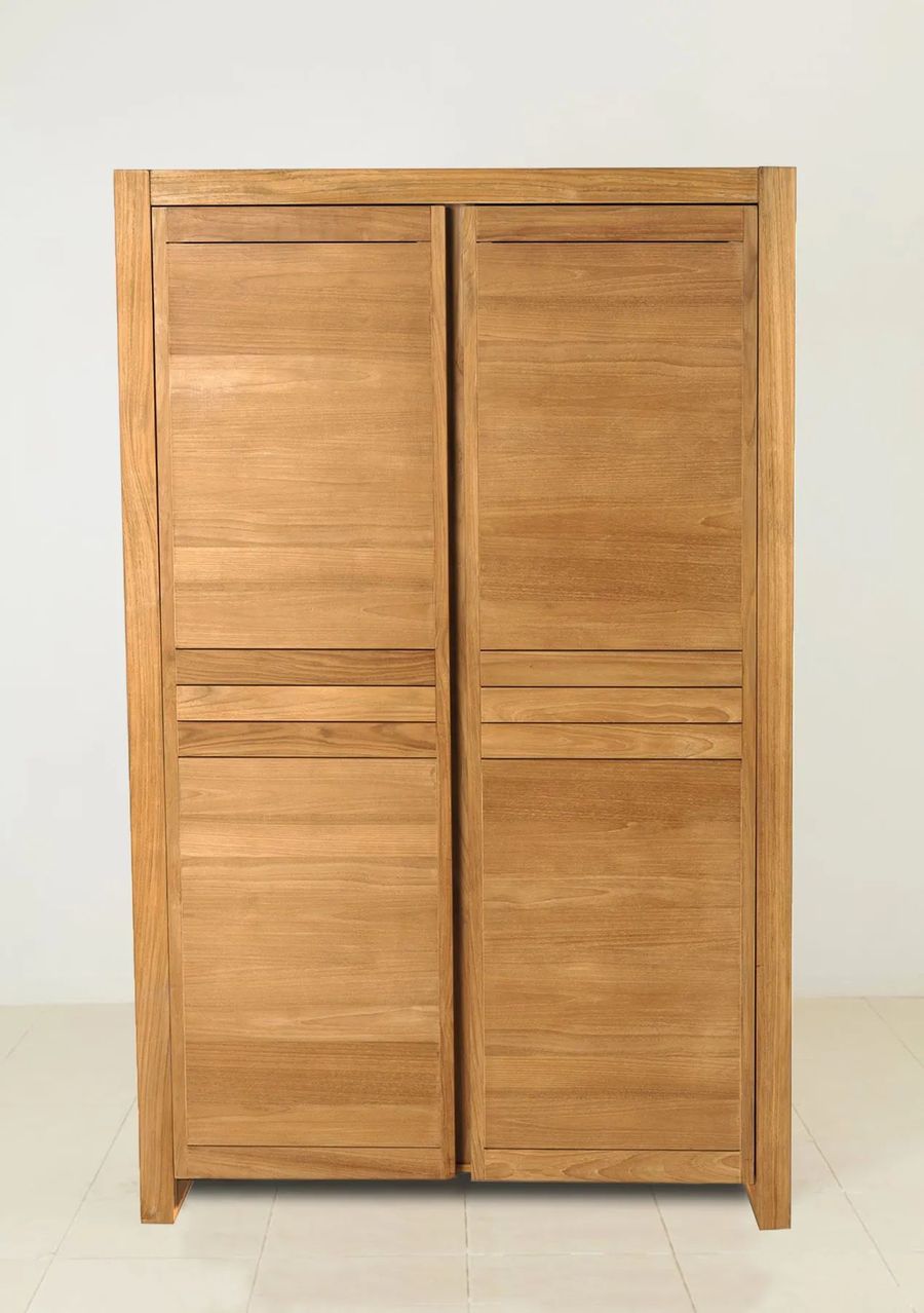 Front doors detail of Bali teak bathroom armoire