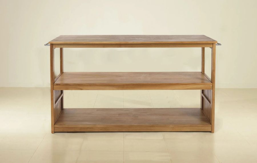 Bali teak bathroom console table front view