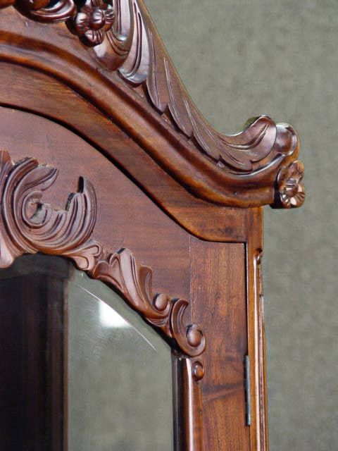 Wood carving on the glass door frame