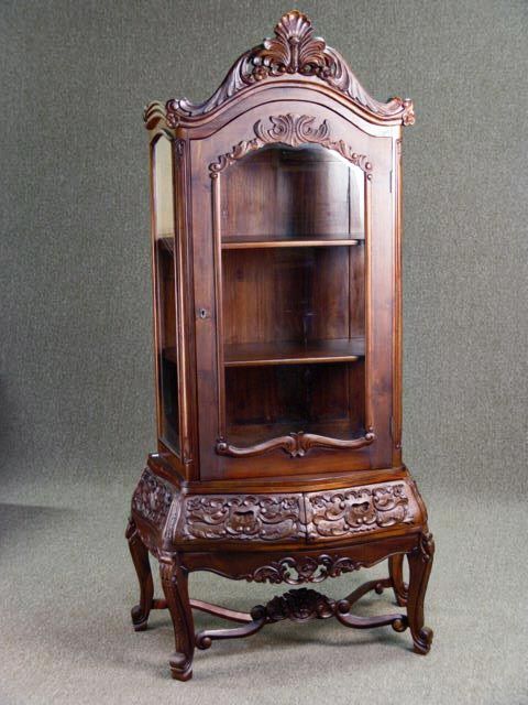 French antique late baroque vitrine reproduction