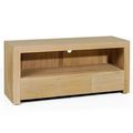 Basic tv stand teak wood white washed finish