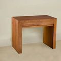 Plain console table 2 drawers teak wood light brown