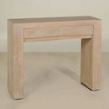 Plain console table 2 drawers teak wood white washed