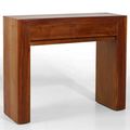 Plain console table 2 drawers teak wood