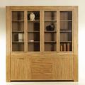 Basic vitrine 4 glass doors hutch 2 wood doors base front detail