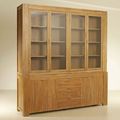 Basic vitrine 4 glass doors hutch 2 wood doors base