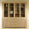 Basic vitrine 4 glass doors hutch 2 wood doors base whitewashed