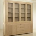 Basic vitrine 4 glass doors hutch 2 wood doors base whitwashed