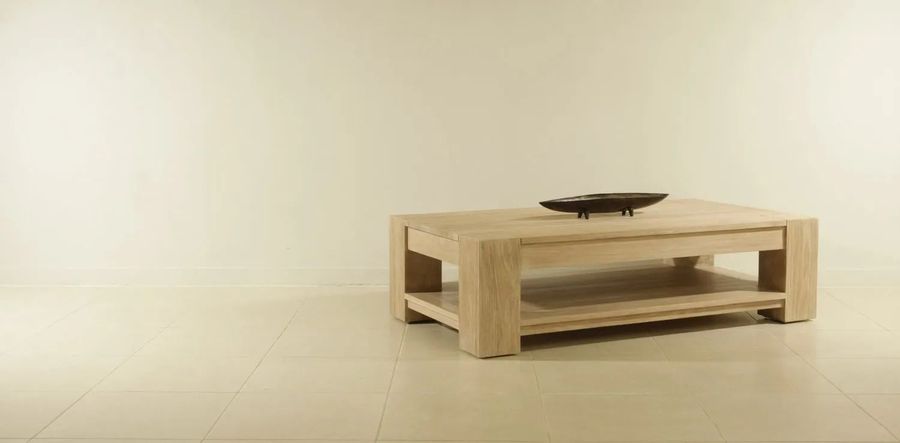 Plain solid wood sturdy legs coffee table mindi wood