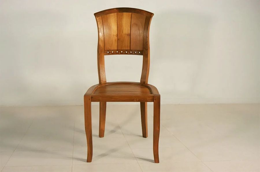 Teak dining chair front detail