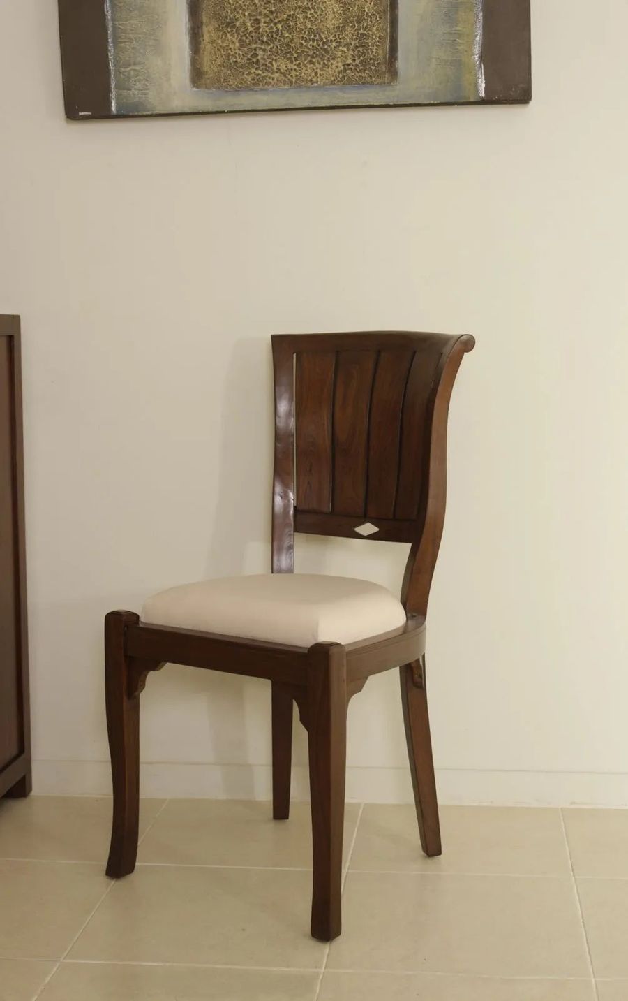 Biedermeier dining chair white fabric seat upholstery