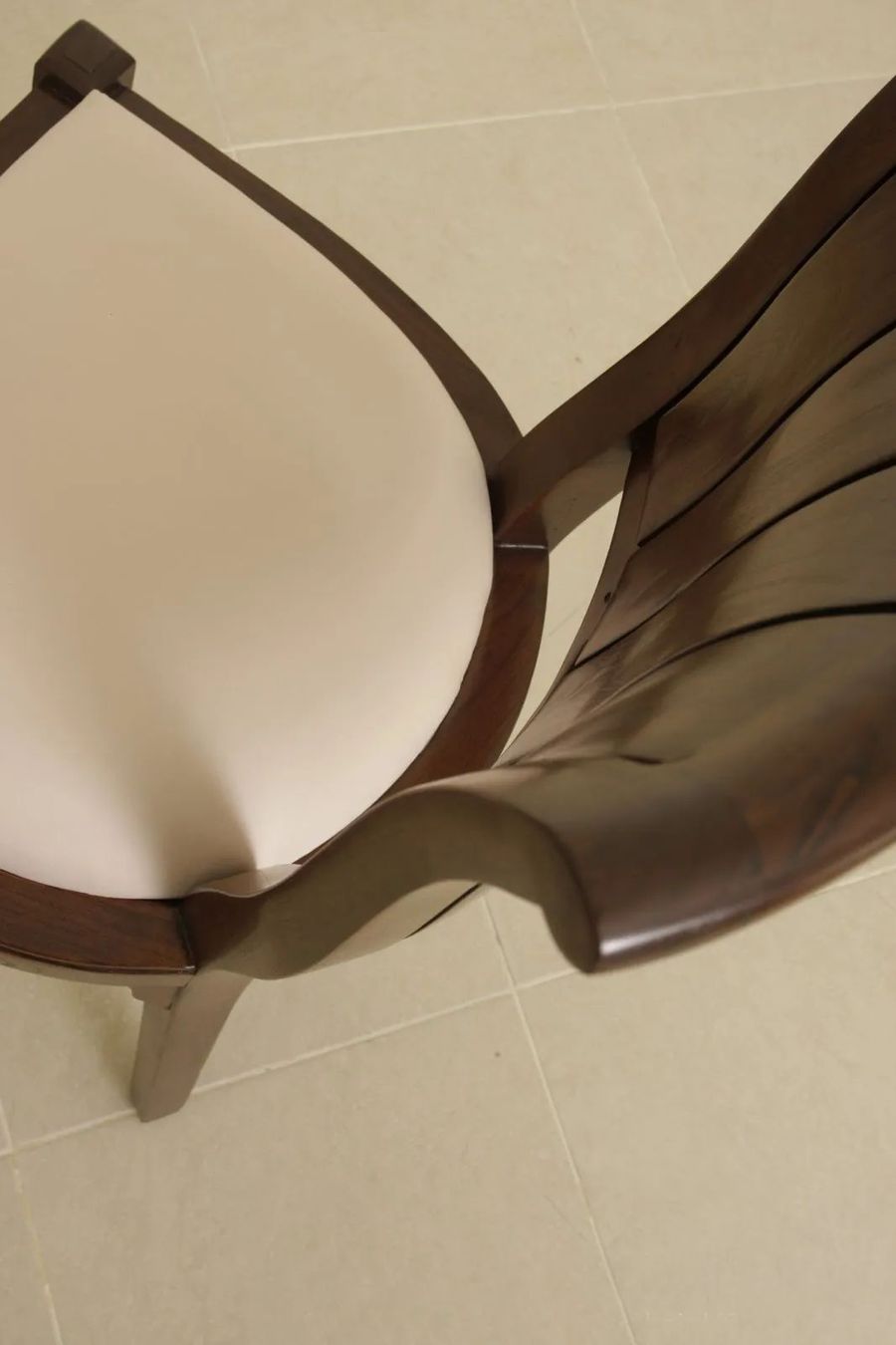 Biedermeier dining chair backrest top rail detail