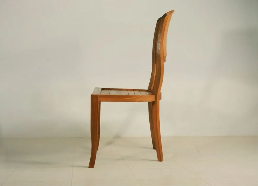 Left side view of the teak dining chair