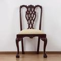 Chippendale ribbon backrest dining chair white fabric seat upholstery