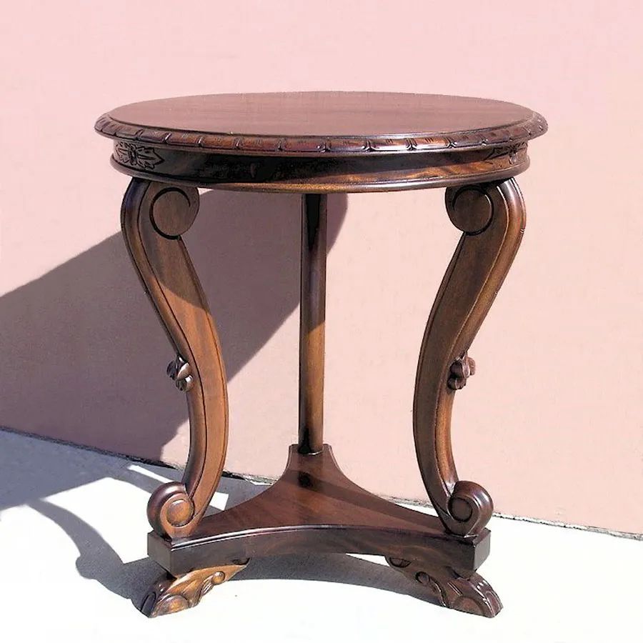 Chippendale tripod accent table scrolling top legs