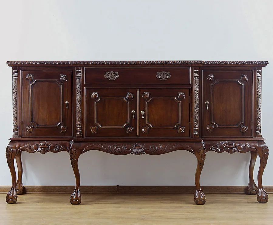 Front side detailed view of the Chippendale breakfront sideboard 